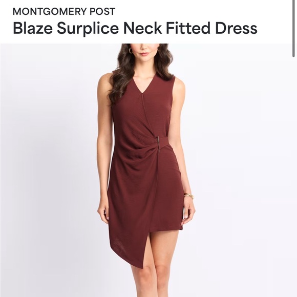 Asymmetrical Burgundy Dress - Picture 1 of 3